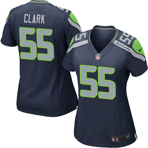 Women's Game Frank Clark Nike Jersey Navy Blue Home - #55 NFL Seattle Seahawks